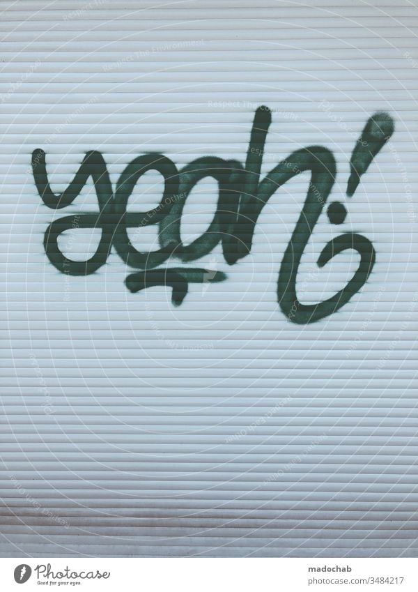 yeah! Graffiti urban style street art Youth culture Spray Art Wall (building) Characters Mural painting Town Typography Tagger Vandalism Daub Culture Street art