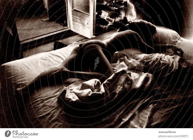 Sweet Dreams Naked Sleep Woman Bed Bedroom Duvet Eroticism Feminine Youth (Young adults) Lie Fatigue sleeping
