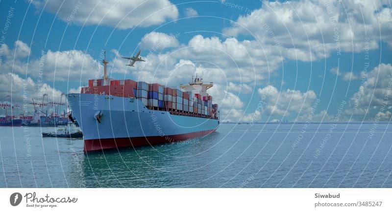 Container cargo ship in ocean, Business industry commerce global import export logistic transportation oversea worldwide, Sea shipping company vessel.