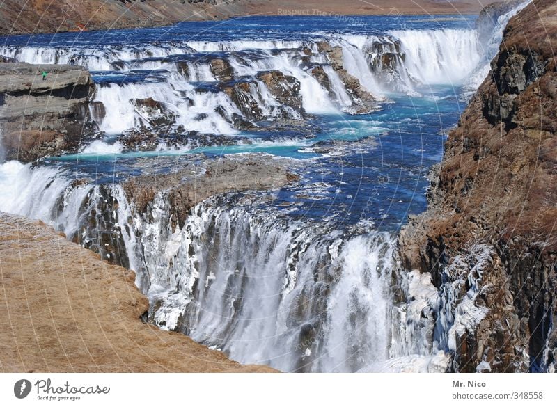 cool water Environment Nature Landscape Elements Climate River Waterfall Cool (slang) Fresh Wet Blue Iceland Vacation & Travel Wild Rock Power Adventure Freedom
