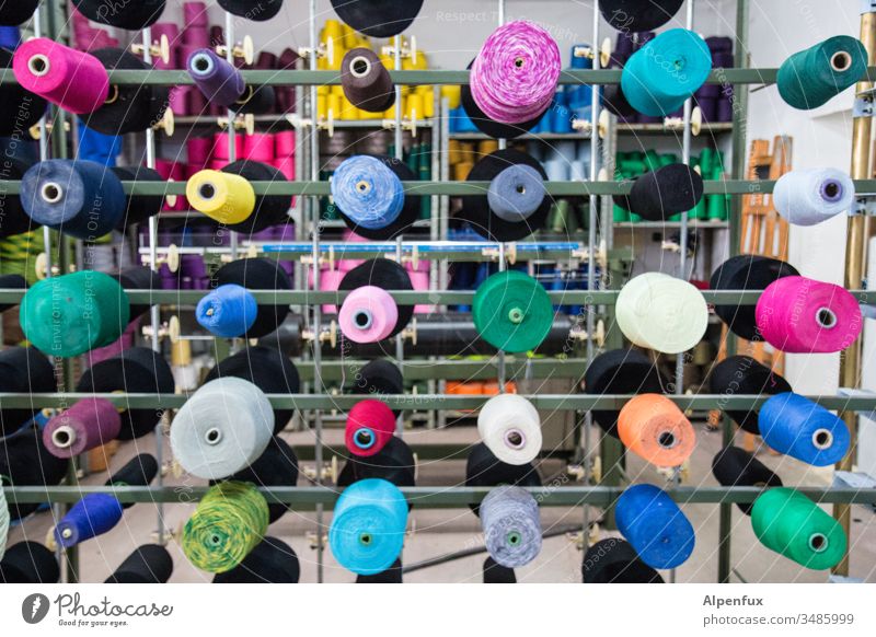 Role plays | taken literally Bobbin yarn variegated Weaving Craft (trade) Thread String Sewing Clothing Material Factory textile Fashion Equipment Production