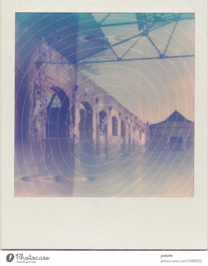 300. fish can get seasick House (Residential Structure) Industrial plant Old Uninhabited Loneliness Shabby Ruin Blur Washed out Vintage Polaroid Frame Masonry