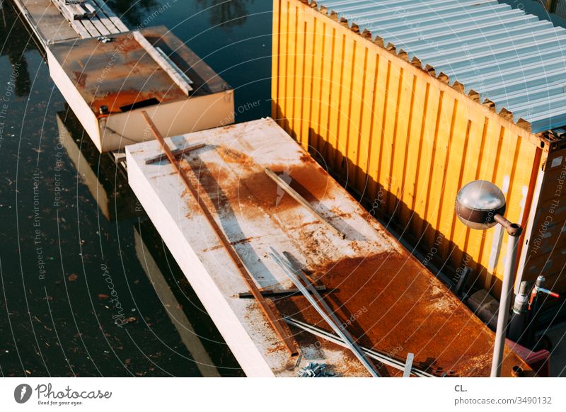 container Container container port Lamp Lantern Port area Harbour River Water Logistics Navigation Inland navigation Transport Industry Economy Deserted