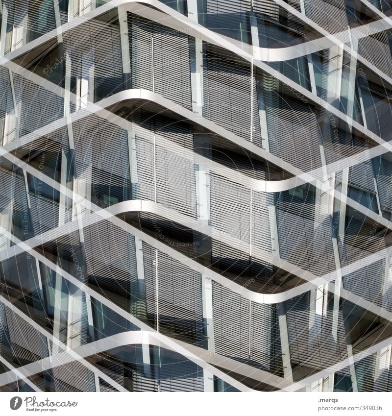 Symmetrical Elegant Style Design Architecture Facade Glass Metal Exceptional Hip & trendy Modern New Gray Black White Esthetic Symmetry Future Double exposure