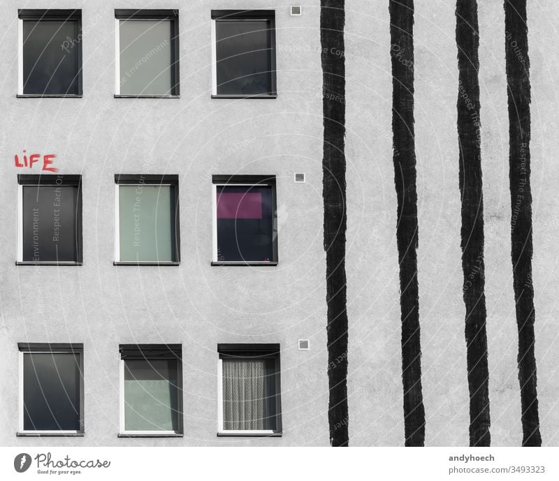 The red lettering above the window of the house abstract architecture Background Berlin black building building exterior built structure city day design facade