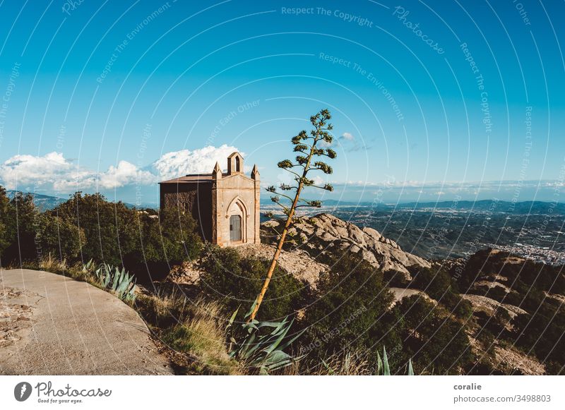 Chapel on a mountain in Spain mountain lodge Church Mountain mountains Peak Colour photo Religion and faith Sky Nature Belief Landscape Rock Copy Space top Hill