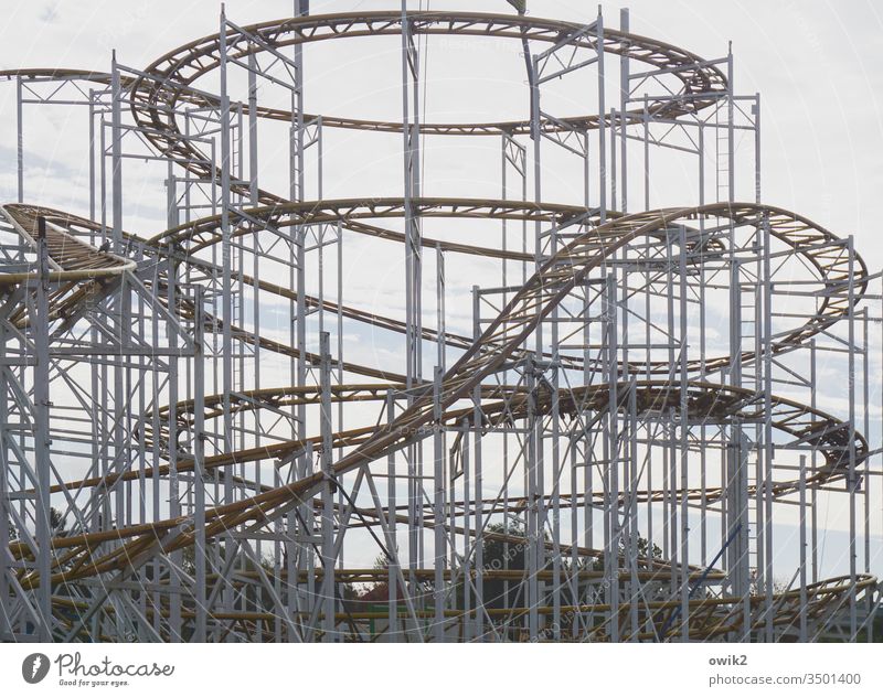 How life plays Roller coaster Framework Scaffolding up down Muddled up and down metaphor Exterior shot Deserted Day Sky Leisure and hobbies leisure park