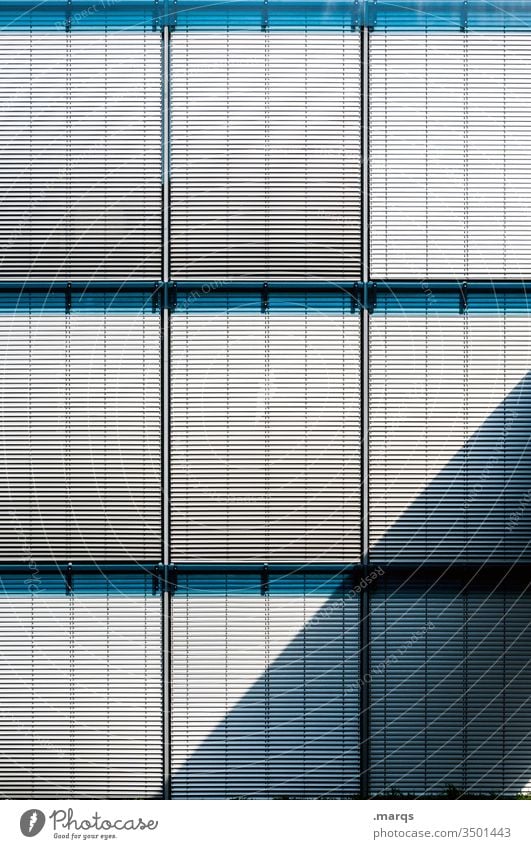 lockdown Roller shutter Closed Light Shadow lines Gray Blue Building Many Geometry