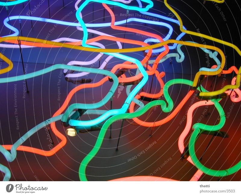 neon snake Neon light Advertising Multicoloured Chaos Photographic technology Colour Meandering
