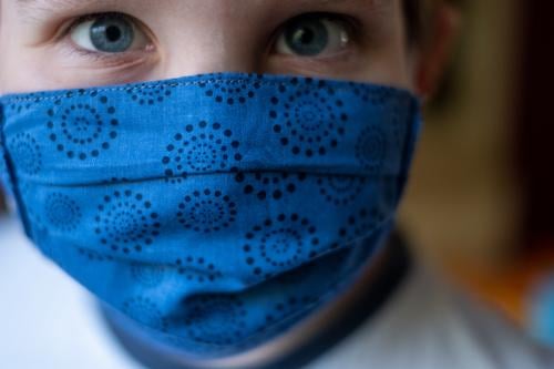 Boy with mask protection (mouth and nose protection against viruses / corona) coronavirus Corona virus Illness Virus Healthy Risk of infection prevention