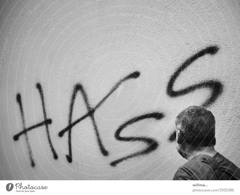 hatred Hatred furious Aggression Embitterment Graffiti Wall (building) Human being Man Head Animosity Frustration Cancelation sensation