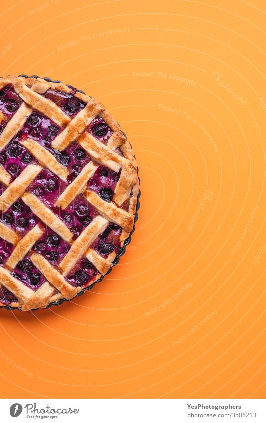 Blueberry pie with lattice top. Traditional fruit cake above view american baked bakery blueberry filling blueberry pie butter pastry calories crust cuisine