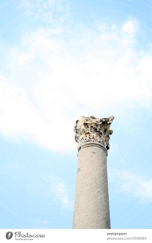 old pillar rising into the sky columns Architecture Sky Deserted Manmade structures Historic Tourism Exterior shot Vacation & Travel Colour photo Sightseeing