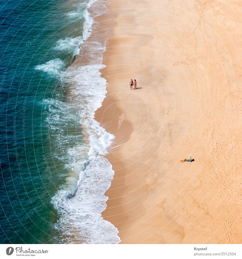 Minimalistic beach droneperspective portugal nature landscape ocean sea sand water people