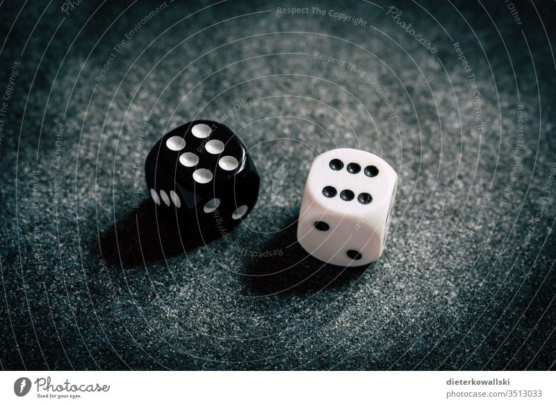 dice cubes Fate double black and white Playing Close-up Digits and numbers Game of chance luck Throw dice Leisure and hobbies Crap game 6 Compulsive gambling