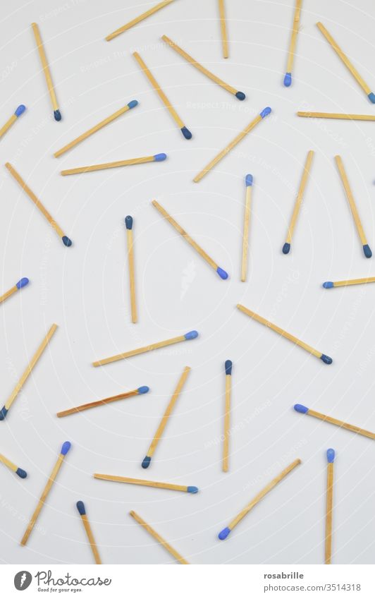 Order in chaos | Matches with different blue heads on a white background matches Pattern Background picture Collection Blue White Muddled Abstract conceptually