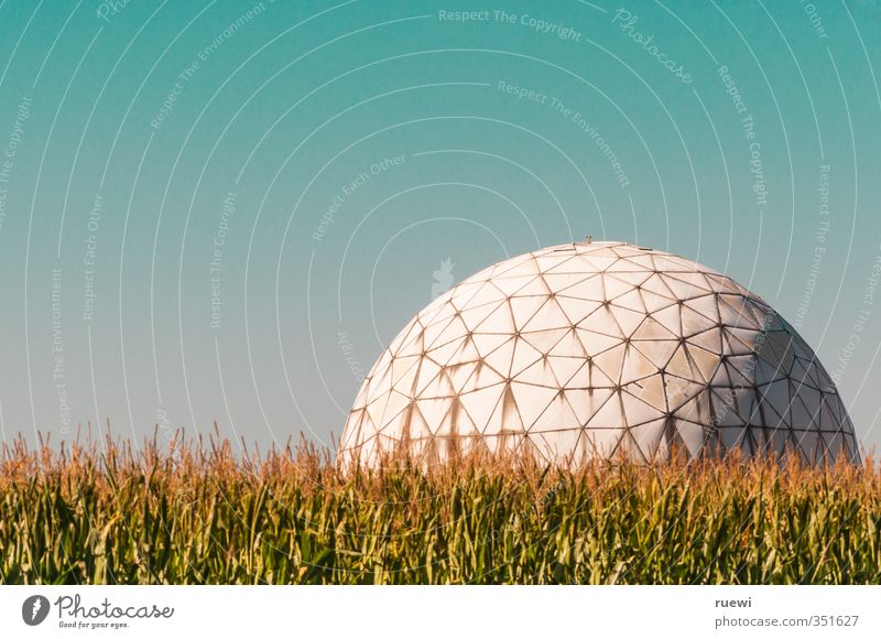 Radome behind corn field Workplace Science & Research Research station Measuring instrument Technology Advancement Future High-tech Telecommunications