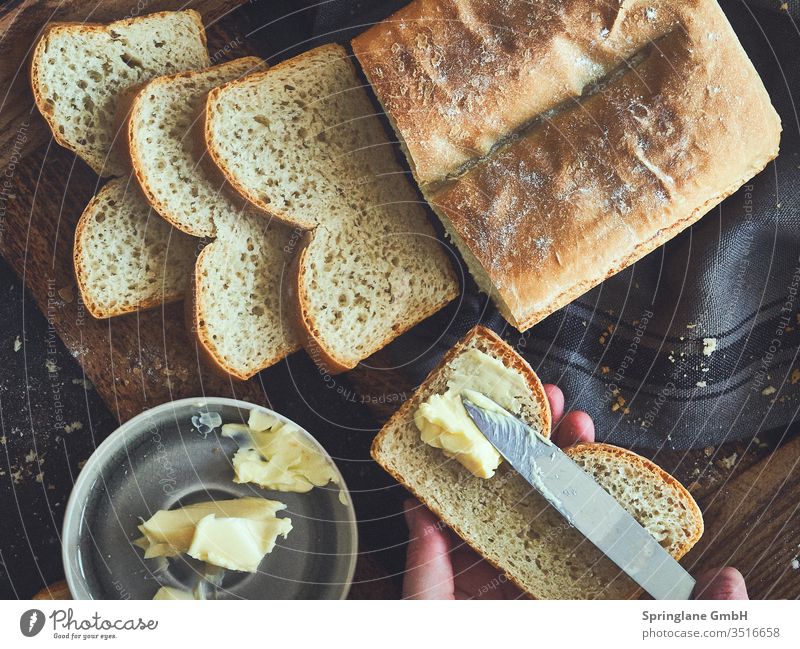 White bread with butter Bread Butter BBQ Dinner snack homemade Baking food Food photograph Fresh Wheat Flour