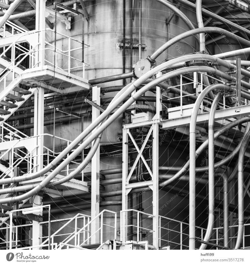 Pipelines of a chemical plant Conduit Chemical Industry Plant engineering Industrial plant Steel Line Factory Energy industry Chemical factory Technology
