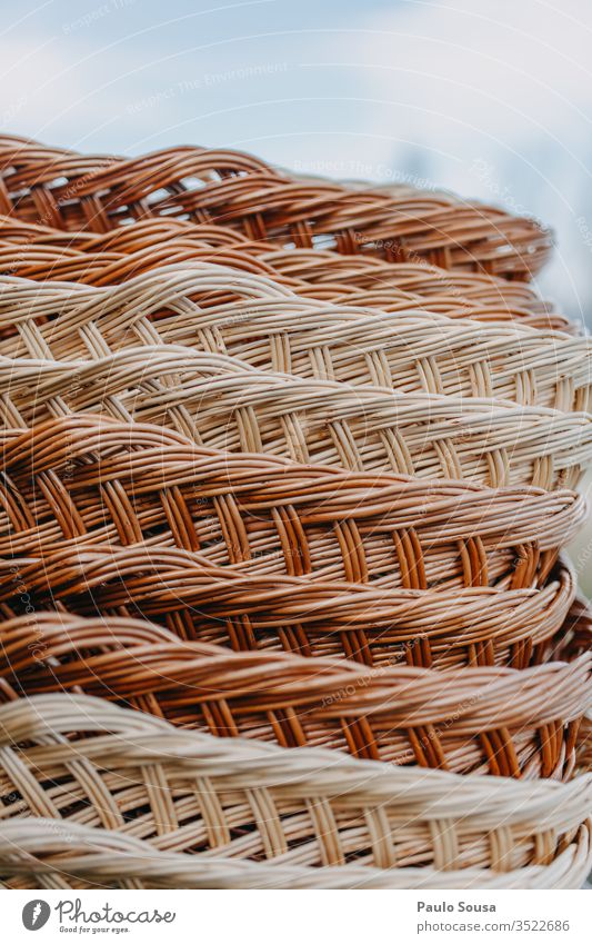 Wicker baskets In a row wicker Pattern Basket Colour photo Exterior shot Nature Close-up market Markets in a row patterns Brown Copy Space background closeup