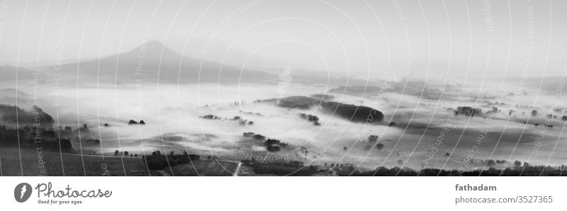 Black and white foggy morning landscape black and white nature mist sunrise mountains rural countryside Autumn Nature Landscape Dawn Misty atmosphere
