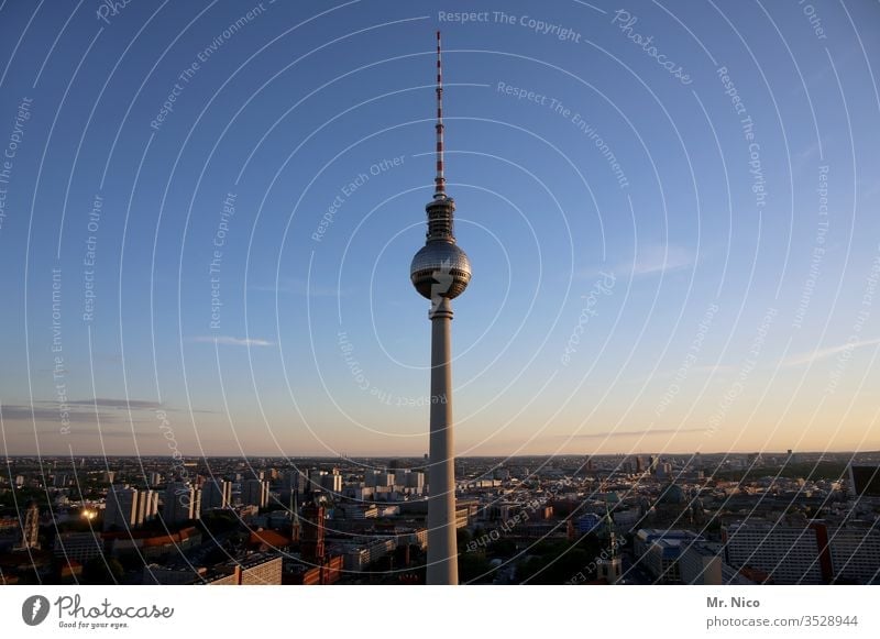 Berlin Television Tower Capital city Germany Landmark Tourist Attraction Architecture Town Manmade structures Television tower Vacation & Travel Panorama (View)