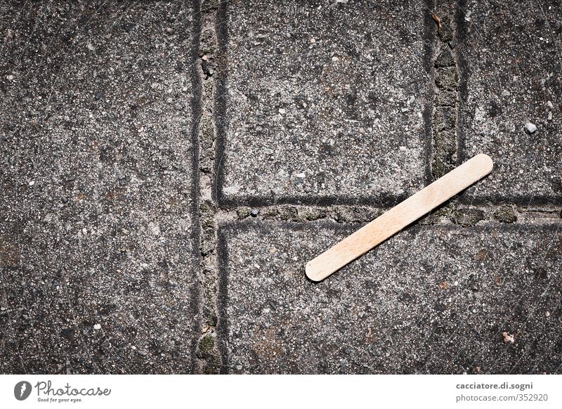 summer garbage Ice cream Environment Spring Summer Traffic infrastructure Street wooden handle ice stick Wooden pole ice sticks Stone Line Thin Simple Cold