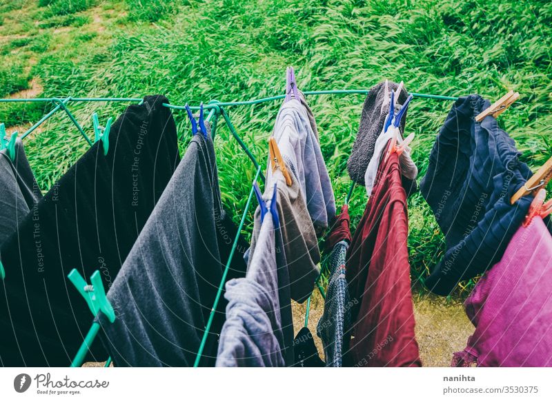 hanging out the clothes outdoors laundry wash clothesline hang out the washing nature natural wind rural rustic village country life hang up washing variety