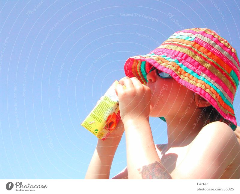 Boy on the beach Light Ocean Child Sun Thirst Hat Blue Sky Colour Human being