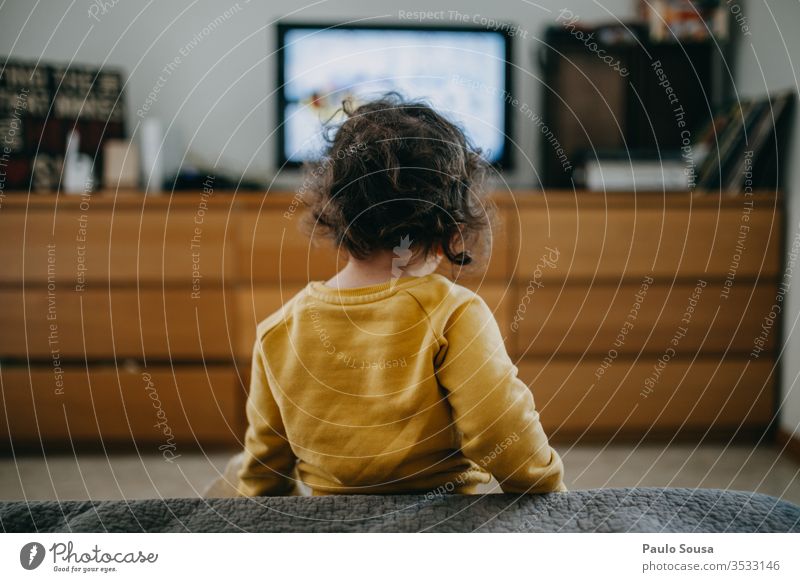 Child watching television at home Television Technology Caucasian 2-3 years 1 - 3 years Human being Colour photo Infancy Toddler Interior shot Lifestyle Home