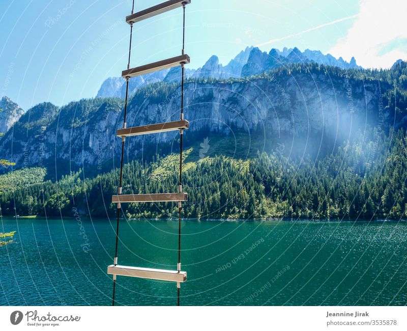 ladder to heaven Alps Ladder Lake mountain lake Austria vacation Relaxation Swimming & Bathing Mountain Climbing Landscape Vacation & Travel Colour photo
