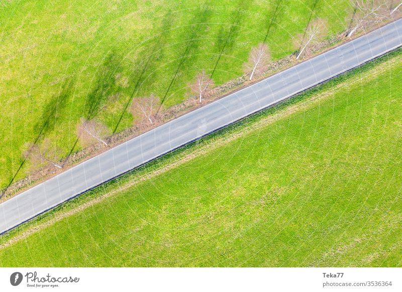 Meadow road from above Street Transport Empty green from on high Country road Shadow Sun
