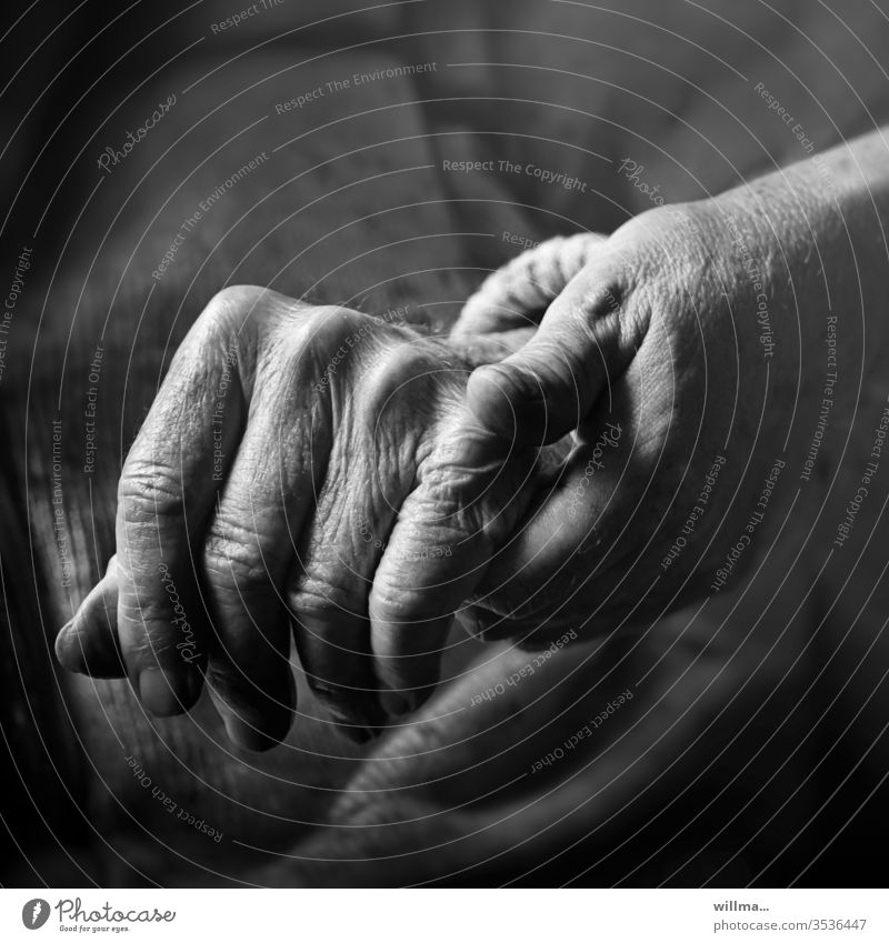 Evening of life - I am here for you hands Old senior citizens Help Caregiving Considerate consolation Human being Touch Trust Attachment Together