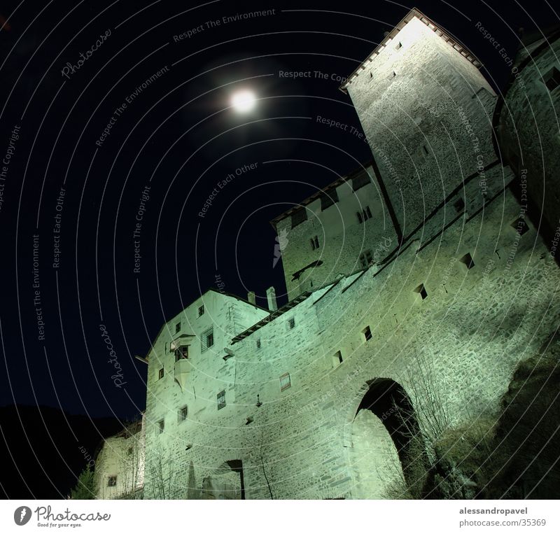 Castle Taufers with moon Long exposure Historic