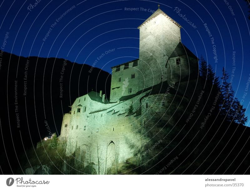 Castle Taufers at night Forest Historic long-disc imaging blue sky at night