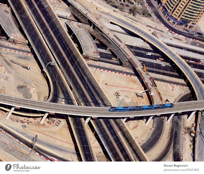 Dubai aerial arab architecture buildings city cityscape construction dubai east emirates highway intersection middle modern road sheikh uae united urban view