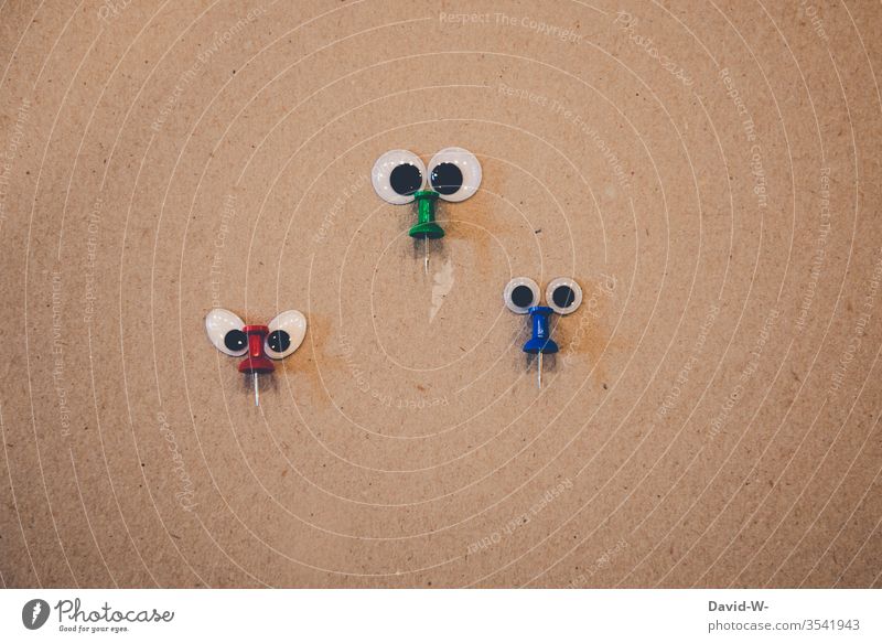 the three noses saucer-eyed Funny Creativity creatively wittily Idea Observe pinboard needle Face look at observation monitoring Cute Nature faces