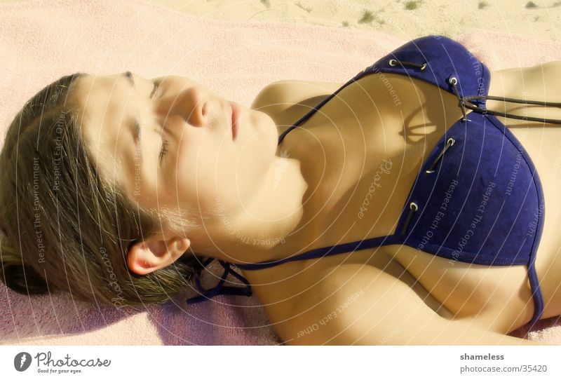 sunshine Sunbathing Calm Bikini Violet Brunette Beach Ocean Bulgaria Vacation & Travel Woman Beautiful Relaxation Blue