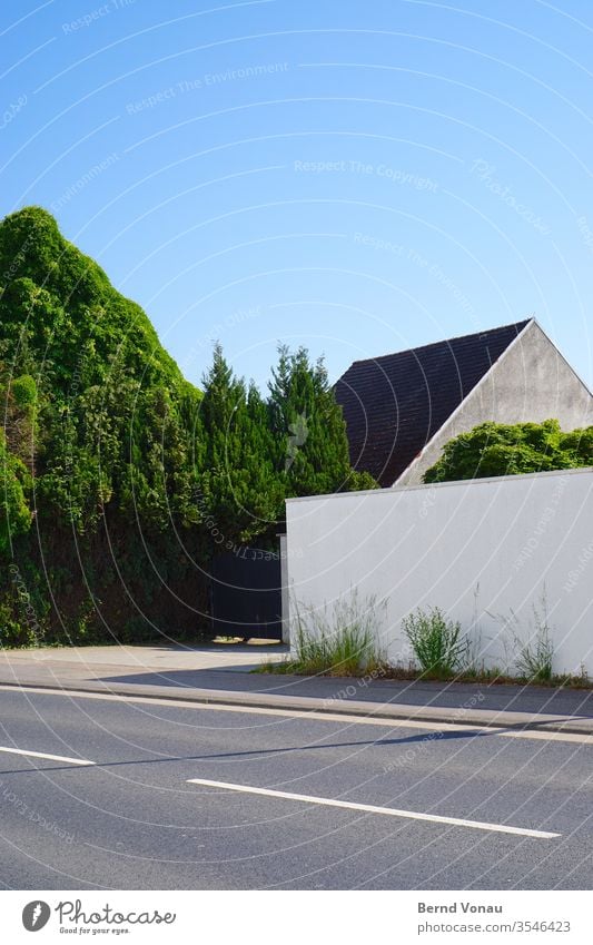 street scene Street built green House (Residential Structure) Exterior shot Deserted Architecture Lanes & trails Facade Wall (building) Wall (barrier) Day