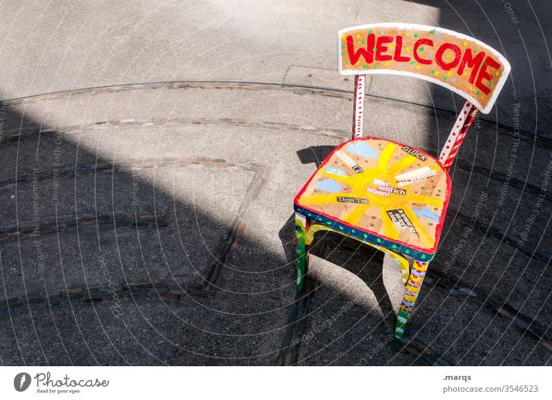 welcome center Chair welcome home Welcome variegated Characters Light Shadow Arrival Guest Hospitality Friendliness open-mindedness