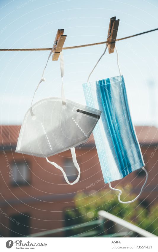 Protective masks hanging in the sun for disinfection Mask Facial treatment Hanging Disinfection Sunlight Dry Rope Clothes peg Balcony Window Federation 19