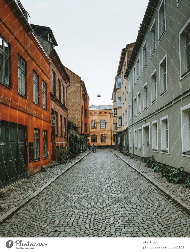 a street with colourful houses in Malmö, Sweden Malmo Malmoe Scandinavia Alley Street Old town Old building House (Residential Structure) Exterior shot Town
