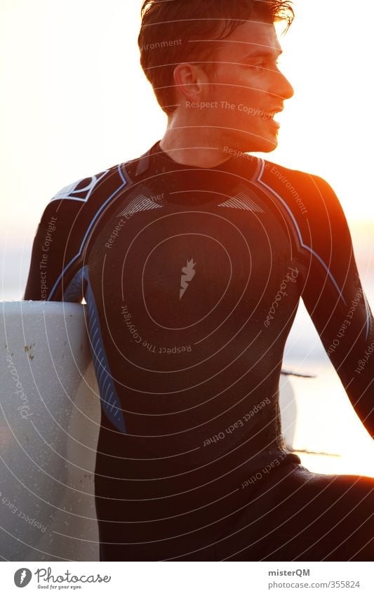 Light Surfer. Human being 1 Esthetic Contentment Surfing Surfboard Surf school Portugal Extreme sports Aquatics Fitness Athletic Sunbeam Back-light Masculine