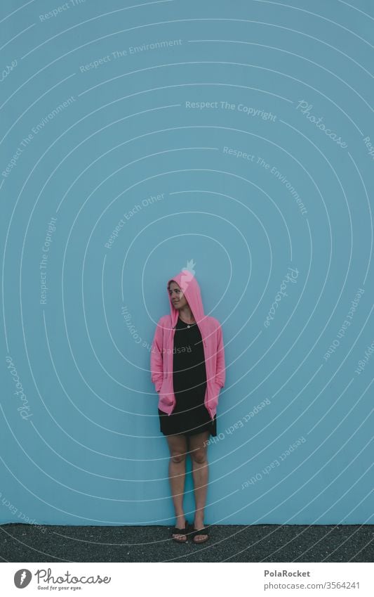 #As# Pink-Blue I Neutral Background background Model Modern Fashion Manikin modern art Esthetic Colour photo Copy Space left Central perspective Light Contrast