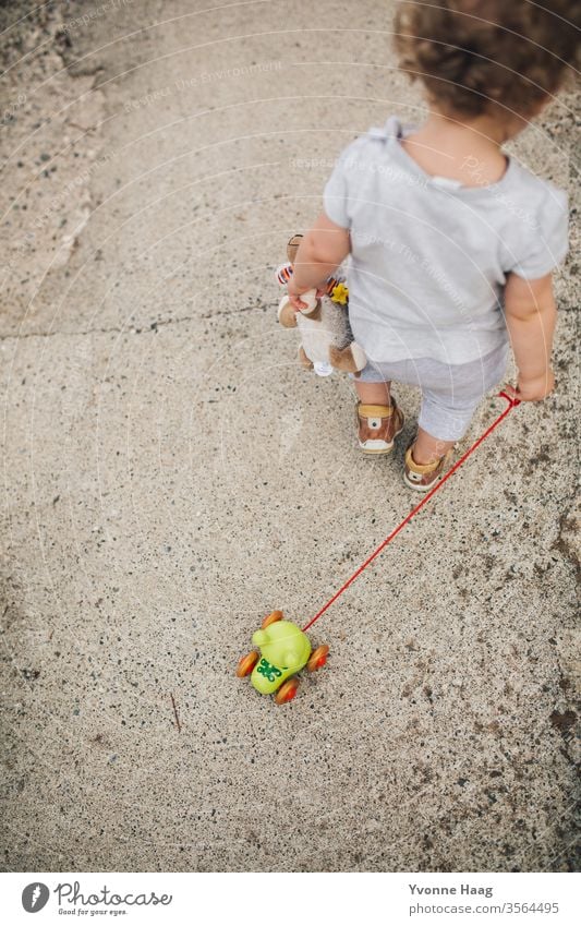 Toddler goes for a walk with her frog toy Beach Sky Coast Clouds Colour photo Nature Wind Exterior shot Landscape Water Bad weather Climate Environment Elements