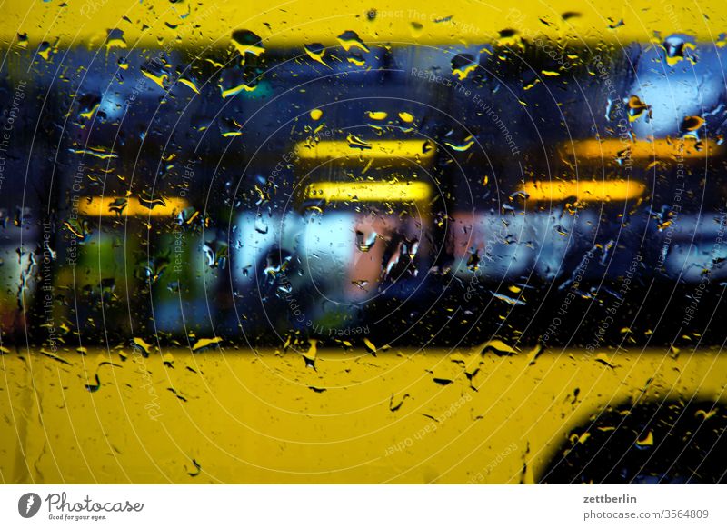 Bus ride in the rain Slice Window Window pane Rain Drop raindrops Wet wet Precipitation omnibus Local traffic Urban transport PUBLIC TRANSPORT public Transport