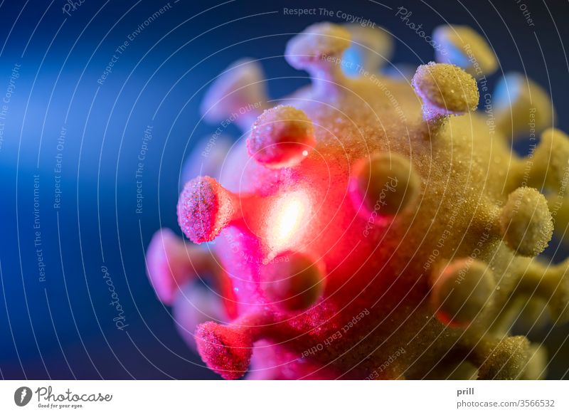 symbolic virus closeup infektiös mikroskopisch makro sars sars-cov-2 corona coronavirus mikroorganismus ansteckung medizin gesundheit krankheit art symbolisch