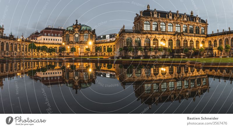 Dresdner Zwinger at the blue hour Dresden Architecture Historic Saxony Old town Town Ancient Baroque Classical Capital city Vacation & Travel Culture great