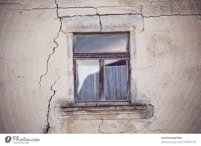 Old house with wooden window and crack in the facade House (Residential Structure) old house Wooden window Crack & Rip & Tear Facade farm Tradition Franconia