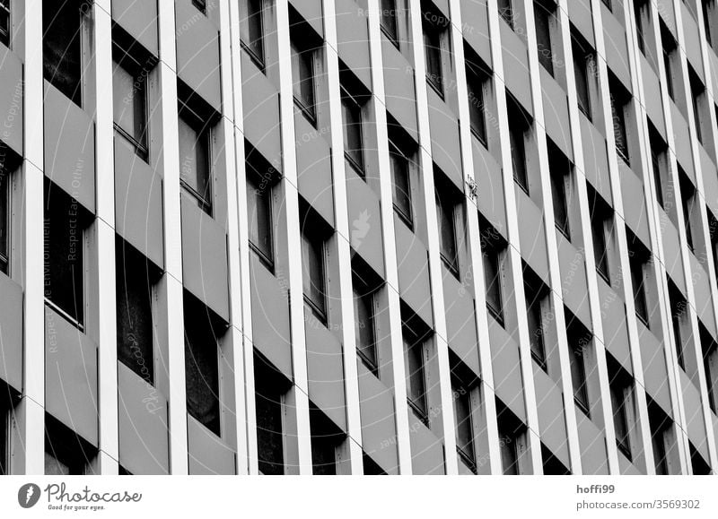 monotonous outer facade of a high-rise building monotony High-rise High-rise facade Facade Window Loneliness Town Hideous Architecture Line Modern Complex built
